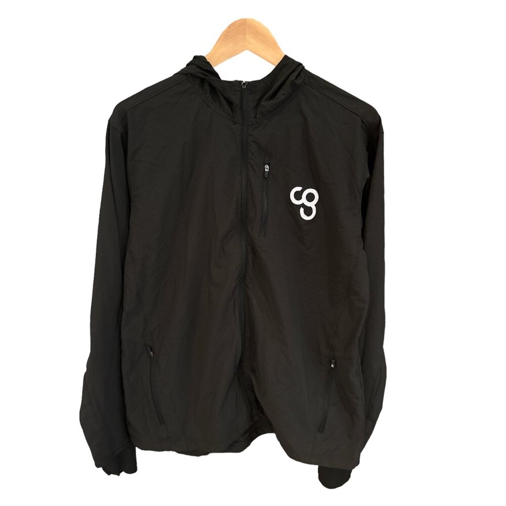 CG Mens Black Hooded Lightweight Jacket L Polyester/Spandex